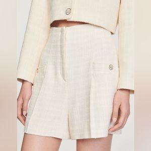 NWT Sandro Cadaques Tweed Shorts in Ecru - Size 36/S